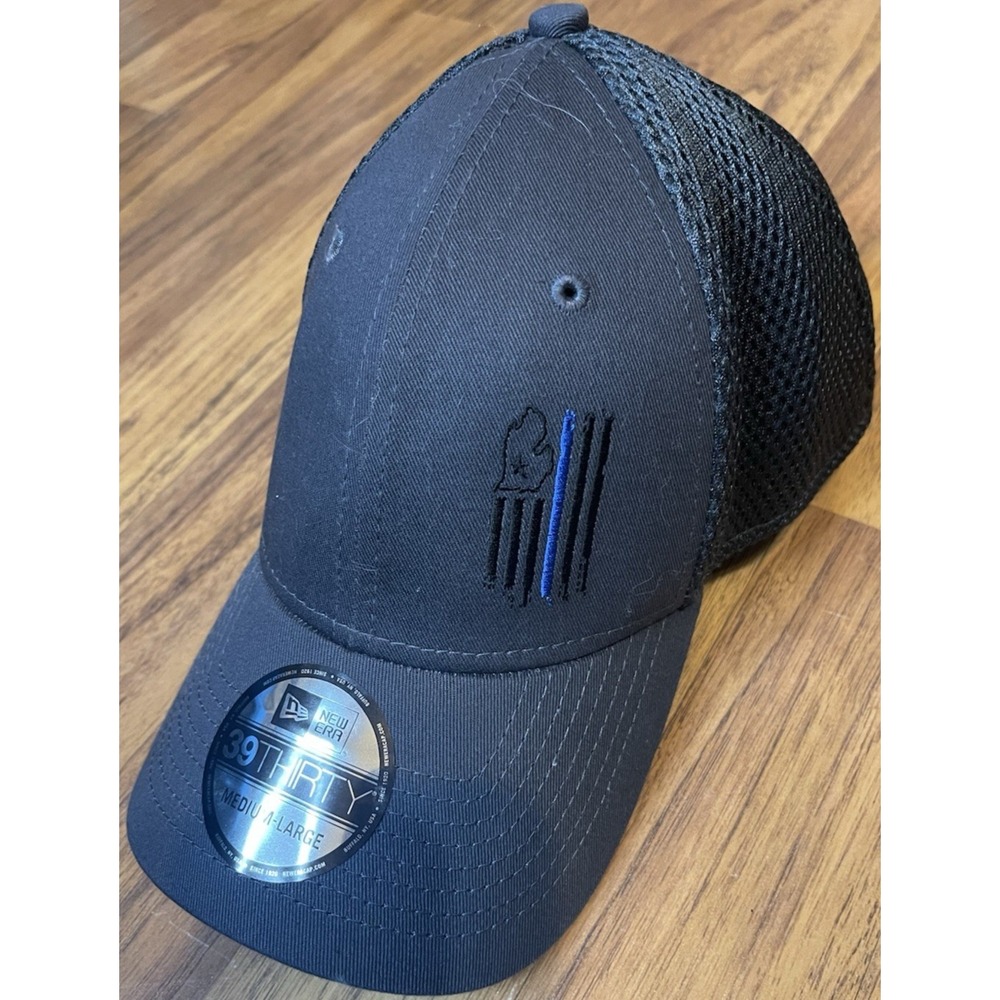 New Era 39THIRTY K9 Thin Blue Line Michigan Black Flexfit Hat Police Dog Cap M/L